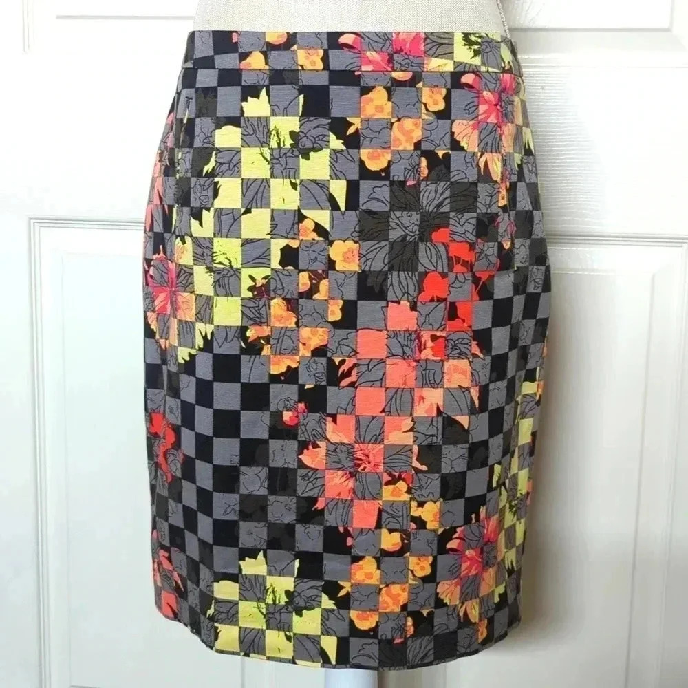 Halogen Checker Floral Skirt